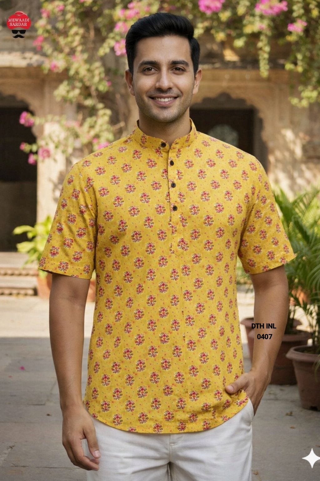 Men’s Lavender Purple Ethnic Printed Short Kurta Shirt